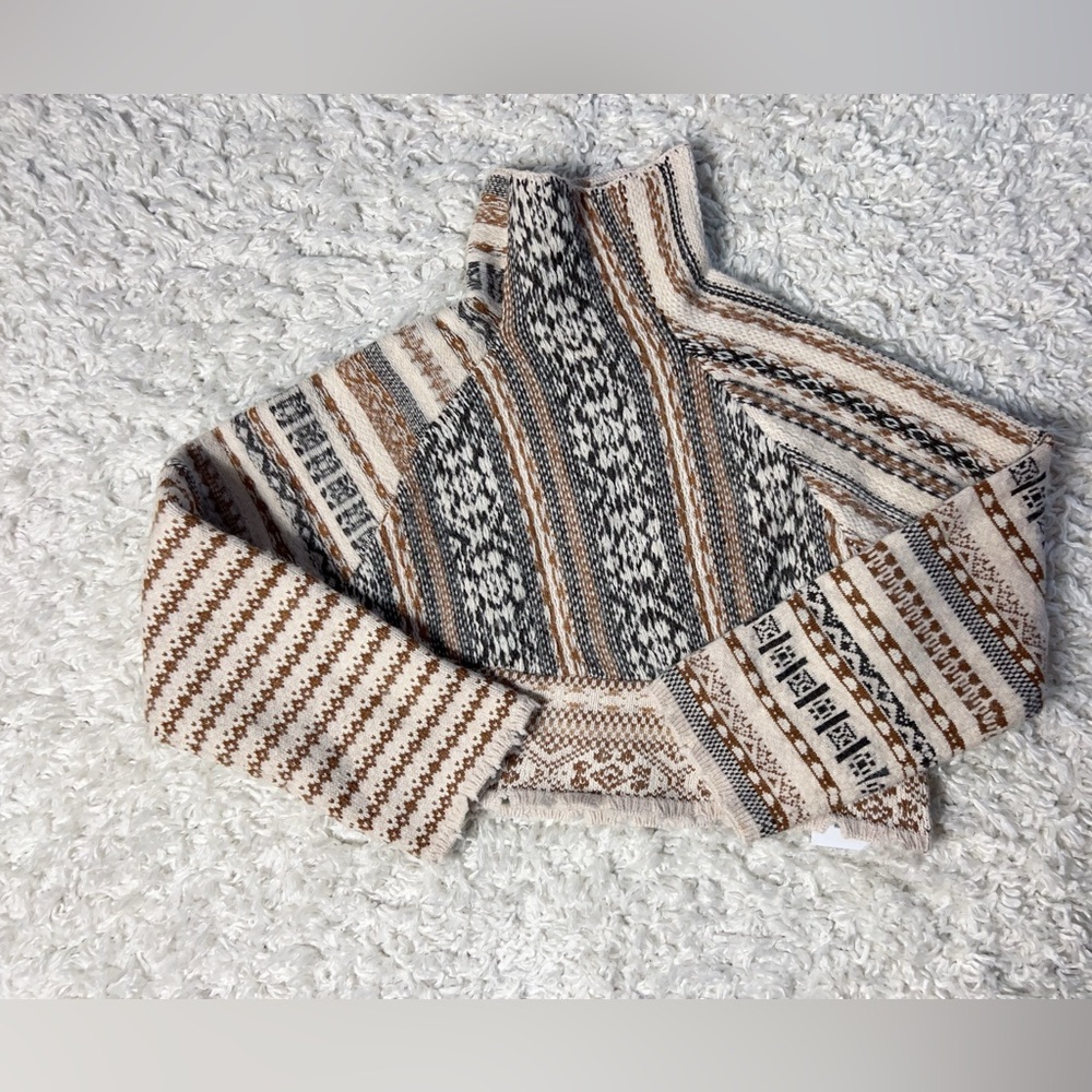 New Rag & Bone Hollis Patchwork Fair Isle Wool Crop Sweater - Picture 6 of 6